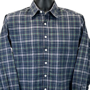 UNTUCKit Slim Fit Flannel Button Front Shirt Plaid Button Up Blue Mens S Small
